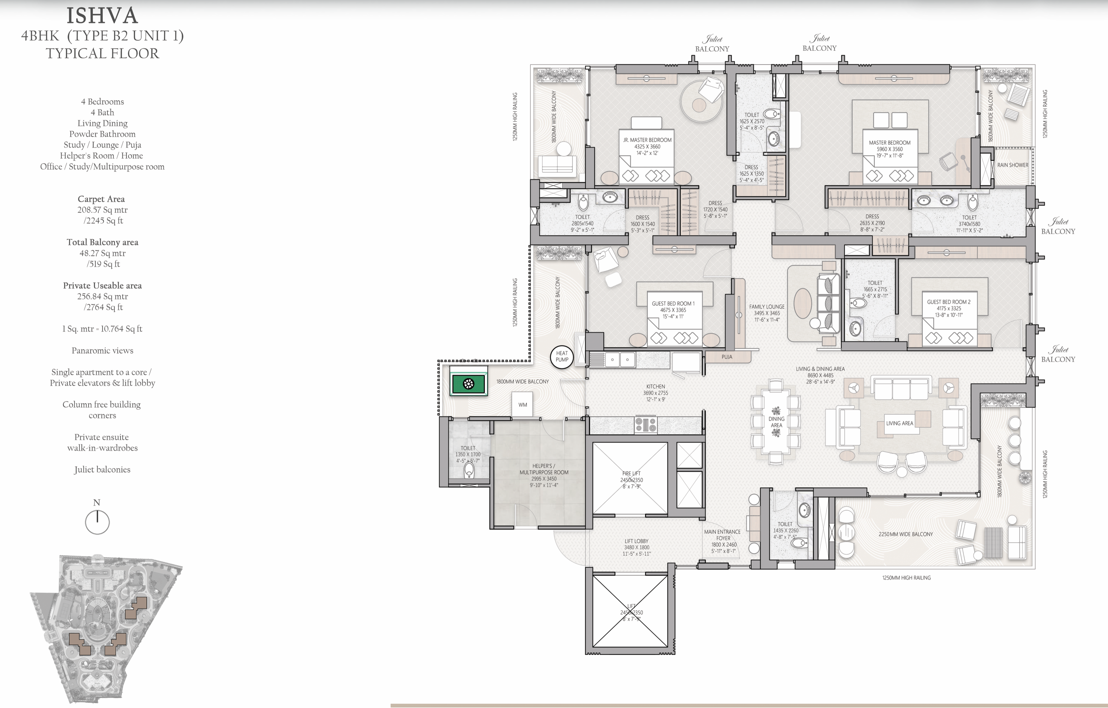 TARC Ishva Type B2 Unit 1 3900 floor plan